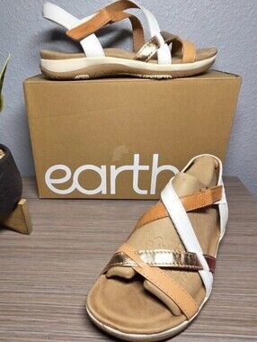 Earth Origins ET Sterling-Light Natural-Leather Comfort Strappy Walking Size: 7M